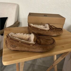 UGG Tan Sheepskin Moccasin Slippers